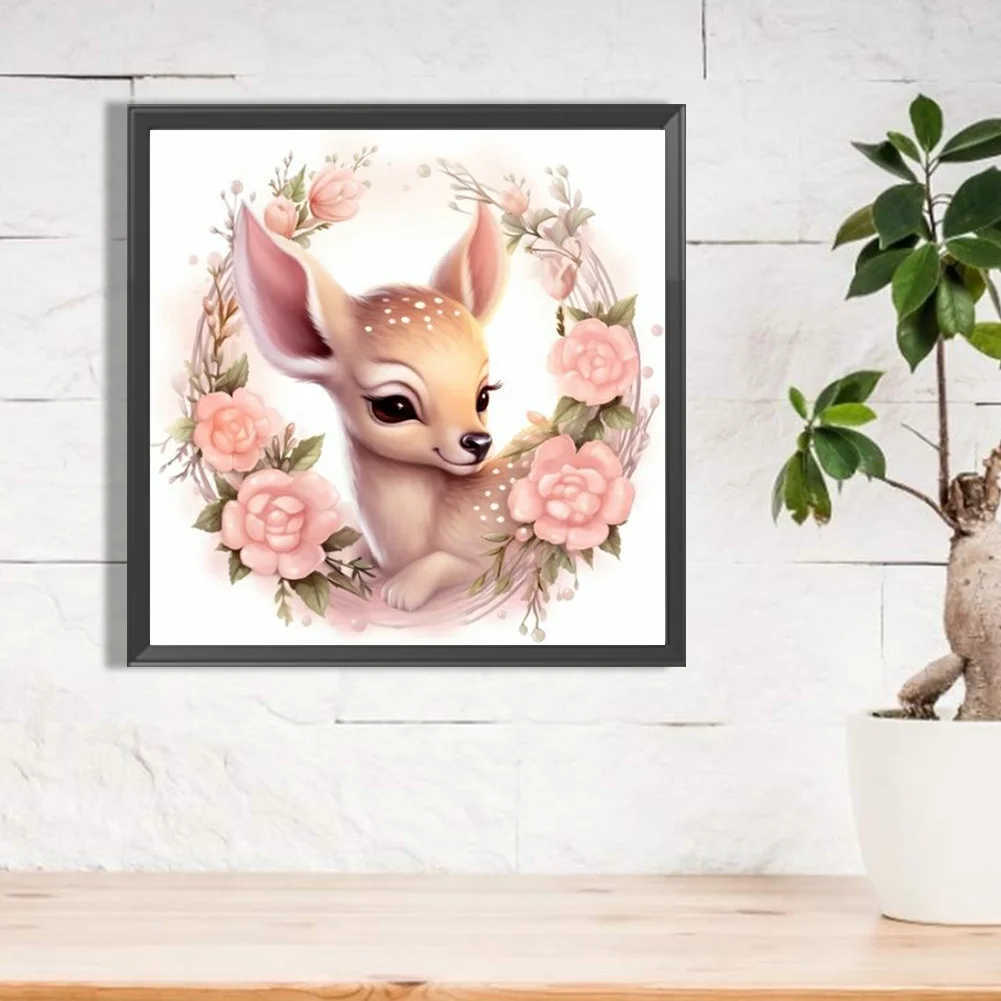 Full Round Diamond Painting 40*40cm - Flower Deer