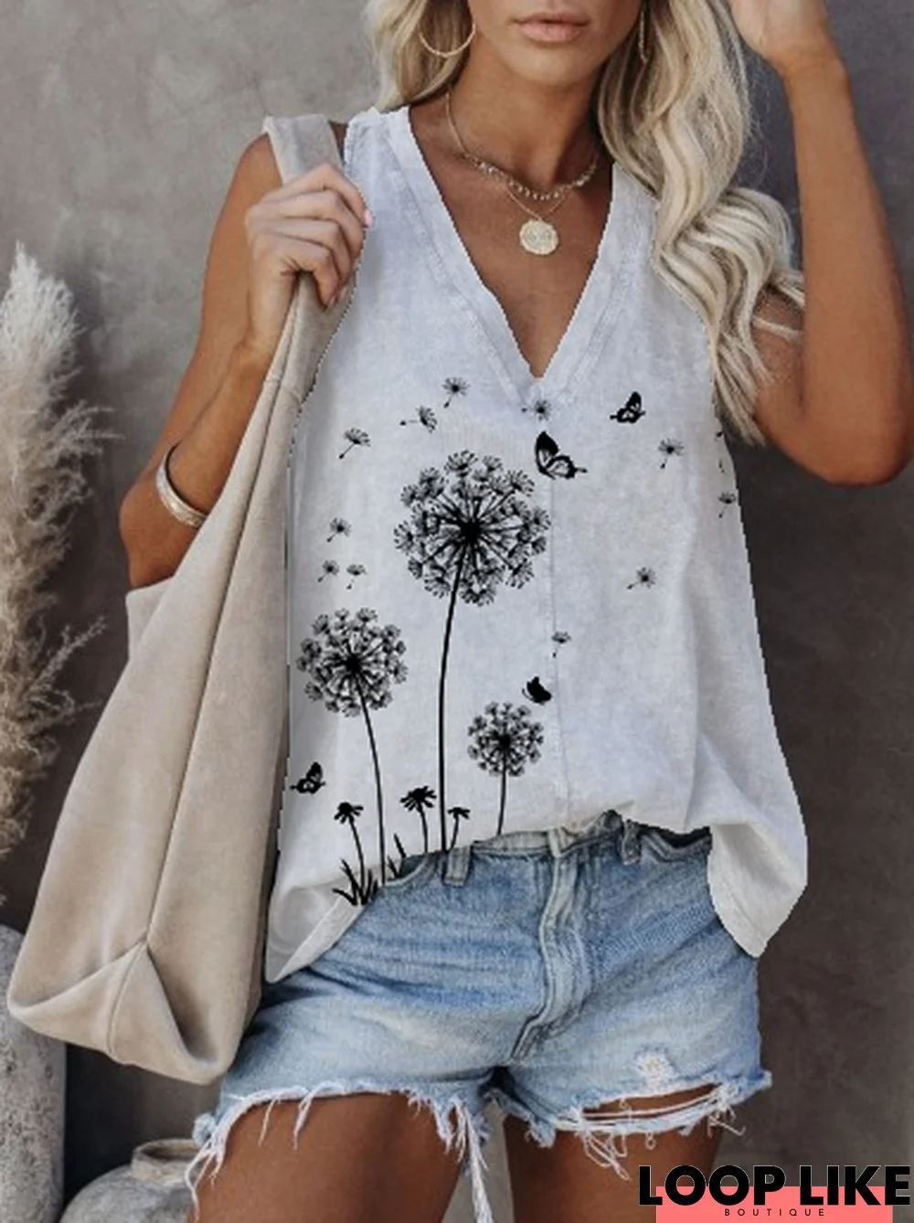 Vintage Floral Cold Shoulder T-shirt