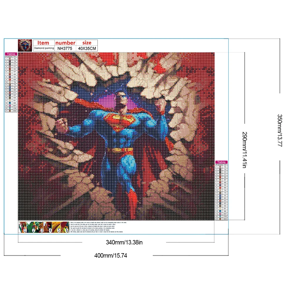 Diamond Painting - Full Round Drill - Superman Breaking Wall(Canvas|40*35cm)