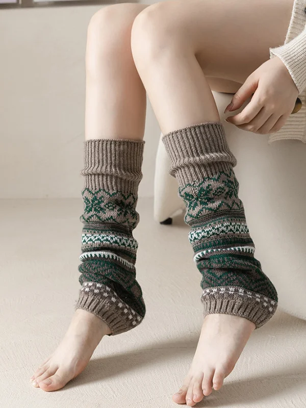 Casual Wool Keep Warm Stamped Leg Warmers Accessories