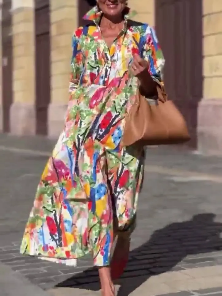 Unique Print Shirt Dress