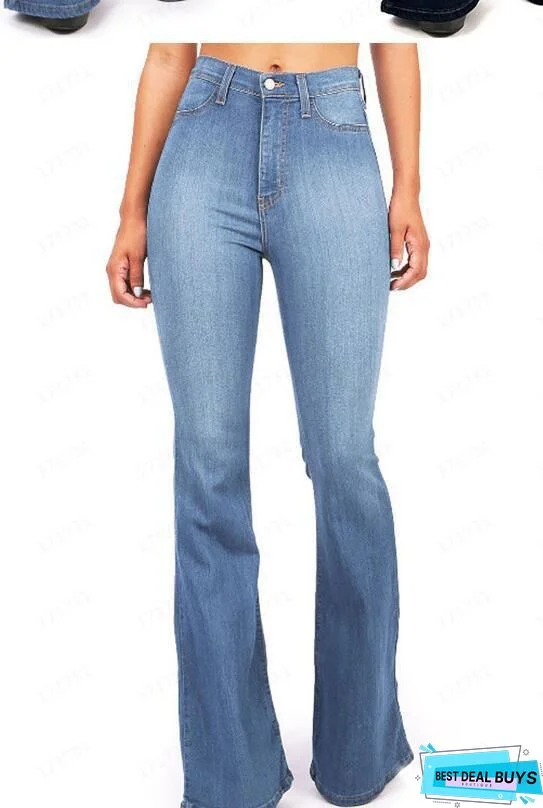 Christmas Plain Casual Denim Loose Jeans