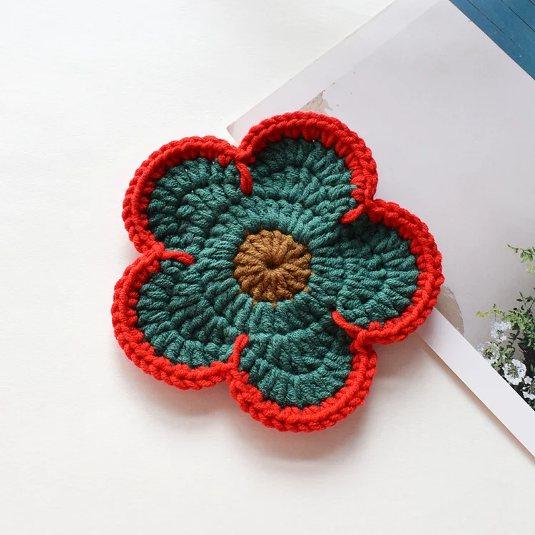Lulusnow Handmade Merry Chrismas Love Gift  Crochet Coasters