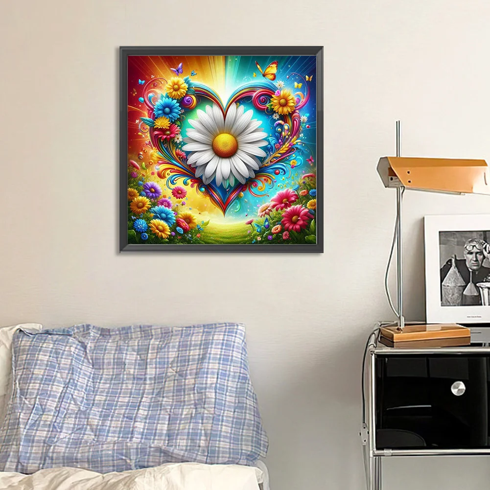 5D DIY Full Round Drill Partial AB Diamond Painting Flower Love Decor 45x45cm