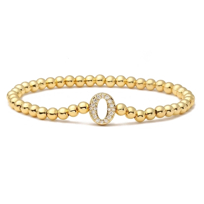 Vintage Style Minimalist Classic Style Letter Copper Zircon 18K Gold Plated Inlay Bracelets
