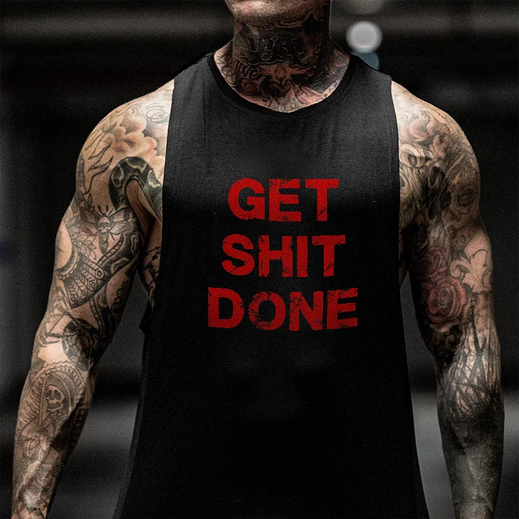 Get Shit Down Red Letter Printed Slogan Vest