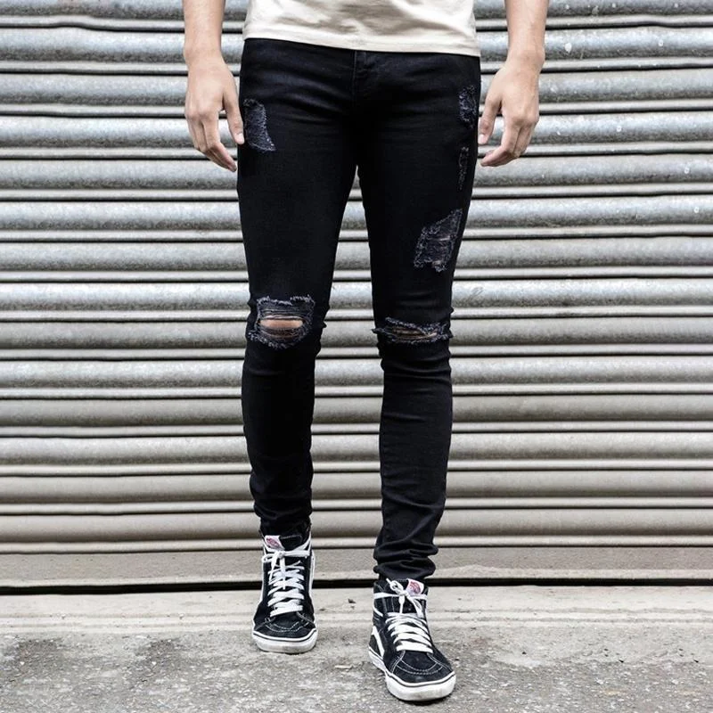Fashion Denim Ripped Holes Skinny Jeans