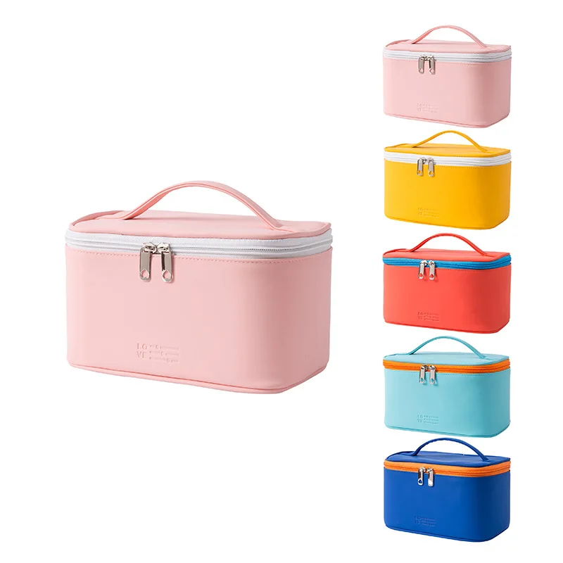 Statusupgame Large Capacity Waterproof Makeup Box Pu Handheld Unique Storage Bag Women's Zipper Multi-functional Toiletry Bag Best-seller Storage Bag