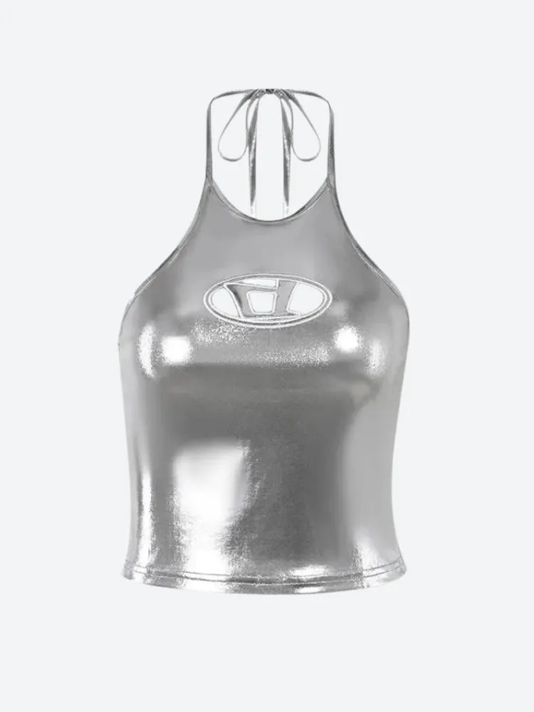 Brownm Silver Halter Neck Top