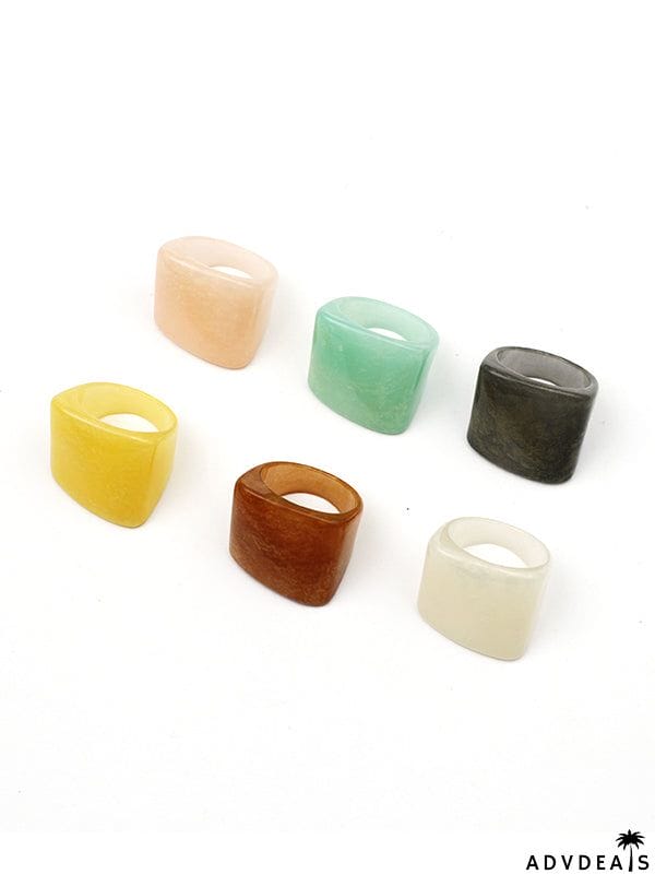 Original Vintage 6 Colors Acrylic Geometric Ring