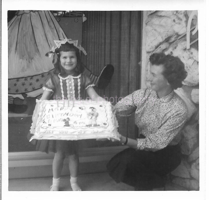 CAKE GIRL Vintage FOUND Photo Poster paintingGRAPH bwOriginal Snapshot 14 9 YY