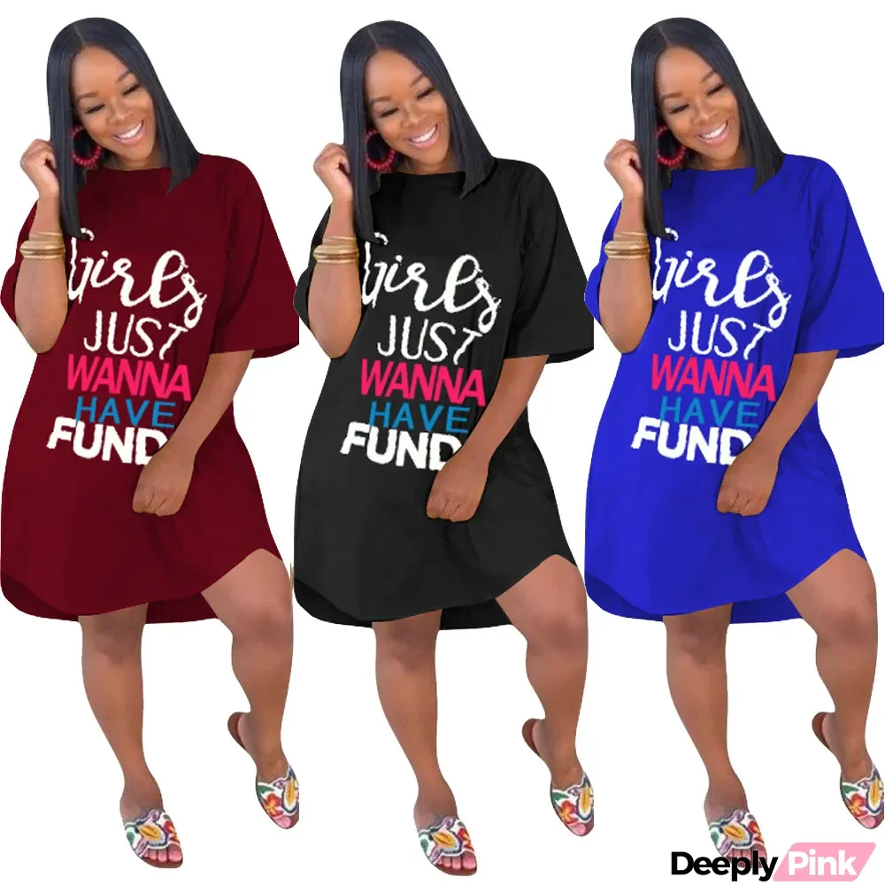 Fashion Plus Size Alphabet Print Dress