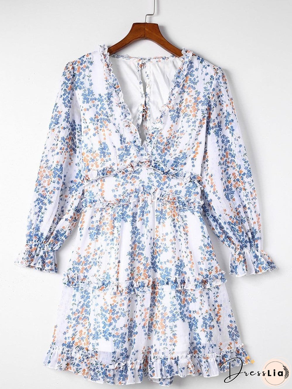 Feminine Floral Dress with V-Neck