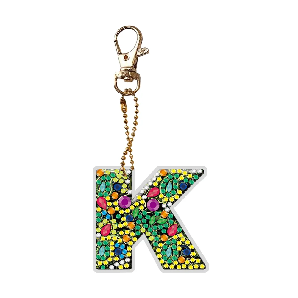 DIY Handmade Gem Keychains Letters Lady Bag Pendant