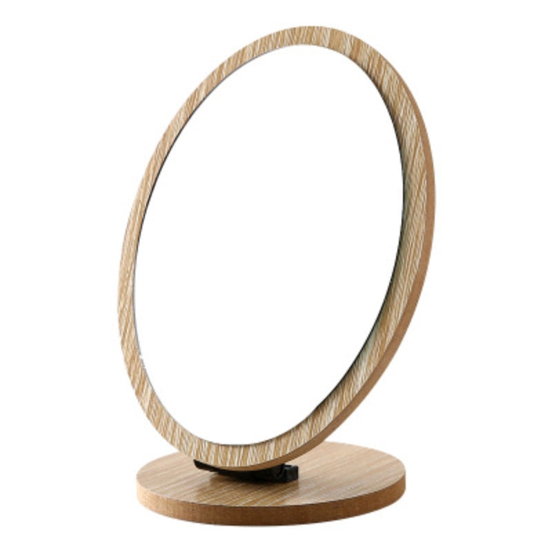 Desktop Makeup Mirror Folding Dormitory Mirror Cyber Celebrity Wooden Household Desktop Standing Small Mirror Women’s Beauty Mirror Dressing Mirror