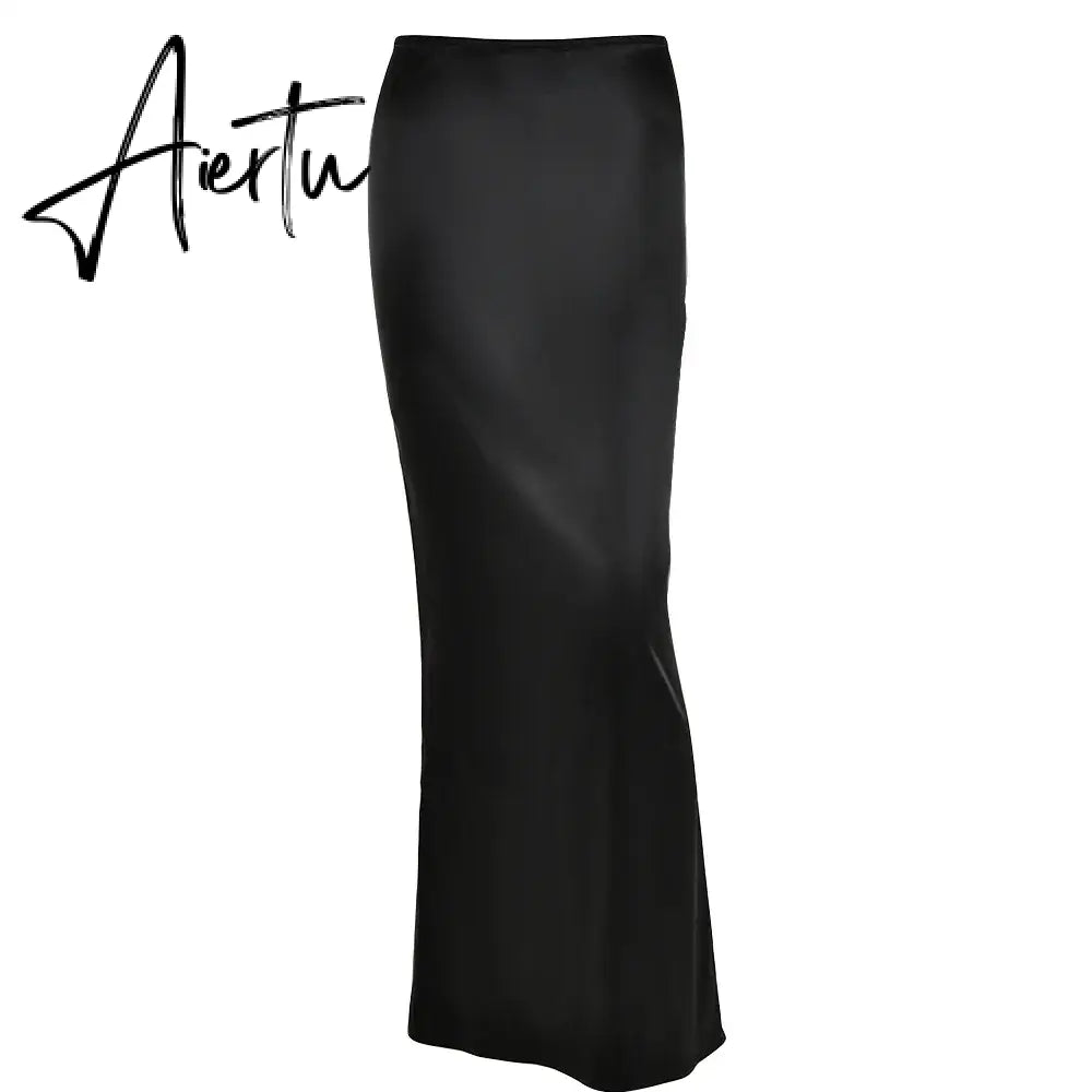 New Long Skirt Autumn Long Skirt Fashionable Sexy Versatile Hip-covering Long Satin Skirt Sexy Party Club Outfit Aiertu