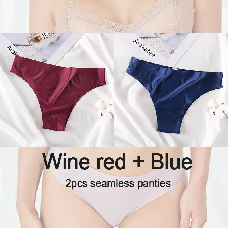 2PCS/Set Women's Panties Seamless Underwear Sexy Lingerie Thong Female Underpants Low-Rise Pantys T-back Briefs Femme Panties