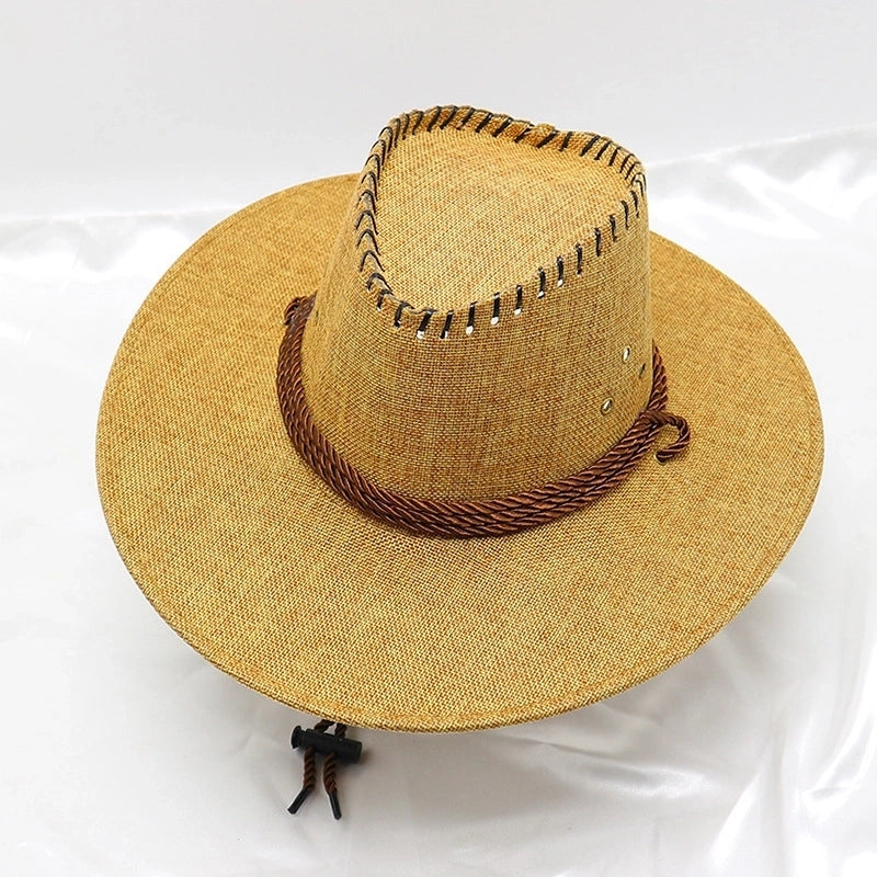 Men’s Minimalist Solid Color Big Eaves Straw Hat