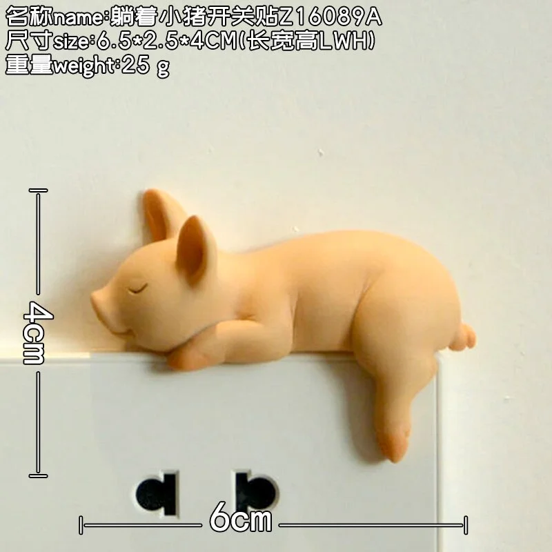 Cute Piggy Frog Cat Switch Stickers Refrigerator Magnet Sticker Room Decor Resin Animal Switch Cover House Wall Decoration
