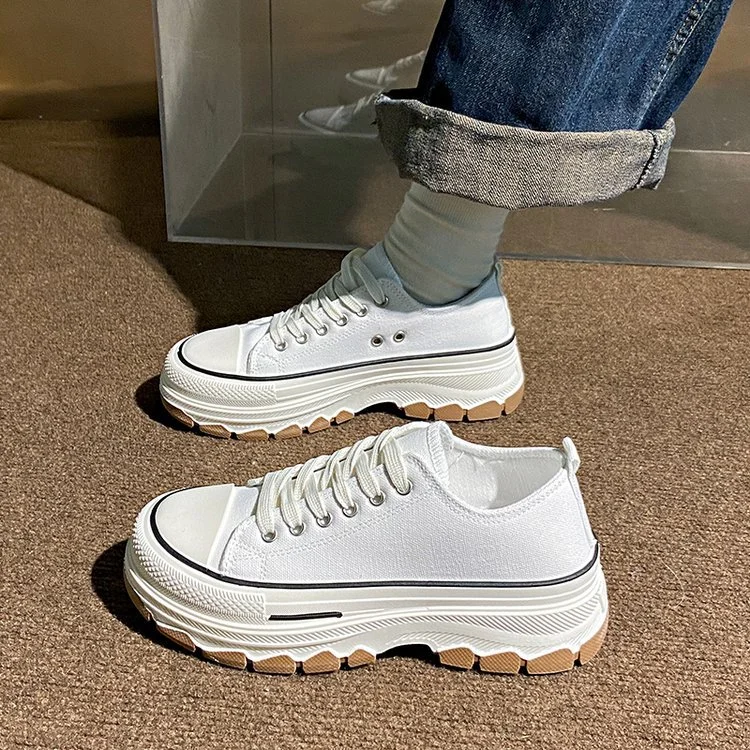 Churchf Churchf Sole Canvas Shoes Female 2023 Autumn New Cake Women's Shoes Increased Middle School Students Korean Version Casual Sports Small White Shoes