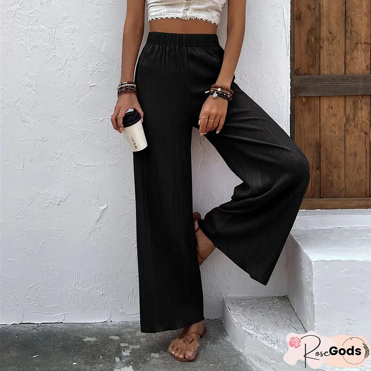 Casual Plain Autumn Natural Loose Ankle Pants Wide Leg Pants Cotton-Blend H-Line Casual Pants For Women