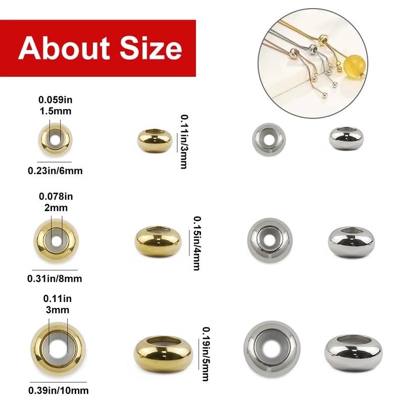 10 PCS/Package Diameter 10mm Diameter 6 Mm Diameter 8mm 304 Stainless Steel Solid Color Polished Beads Spacer Bars Jewelry Accessories