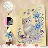 DIY Pearl Painting Flowers Cat for Home Wall Decor with Frame(40x30cm)