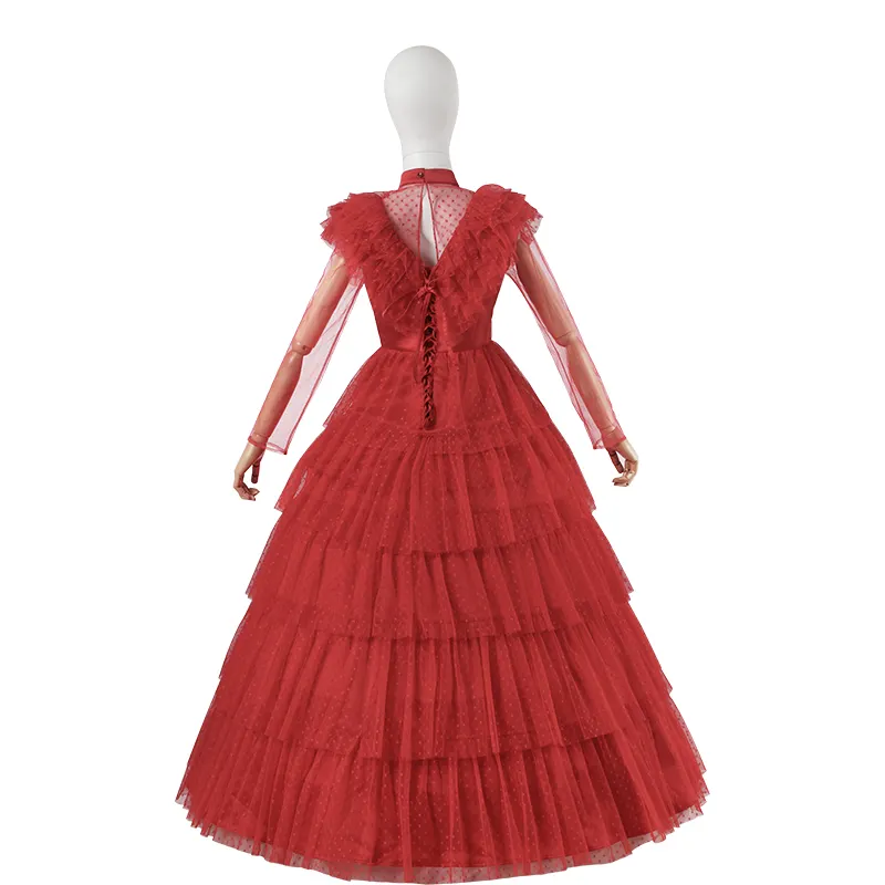 lydia deetz in red wedding dress Lydia Deetz Red Wedding Dress Cosplay Costume