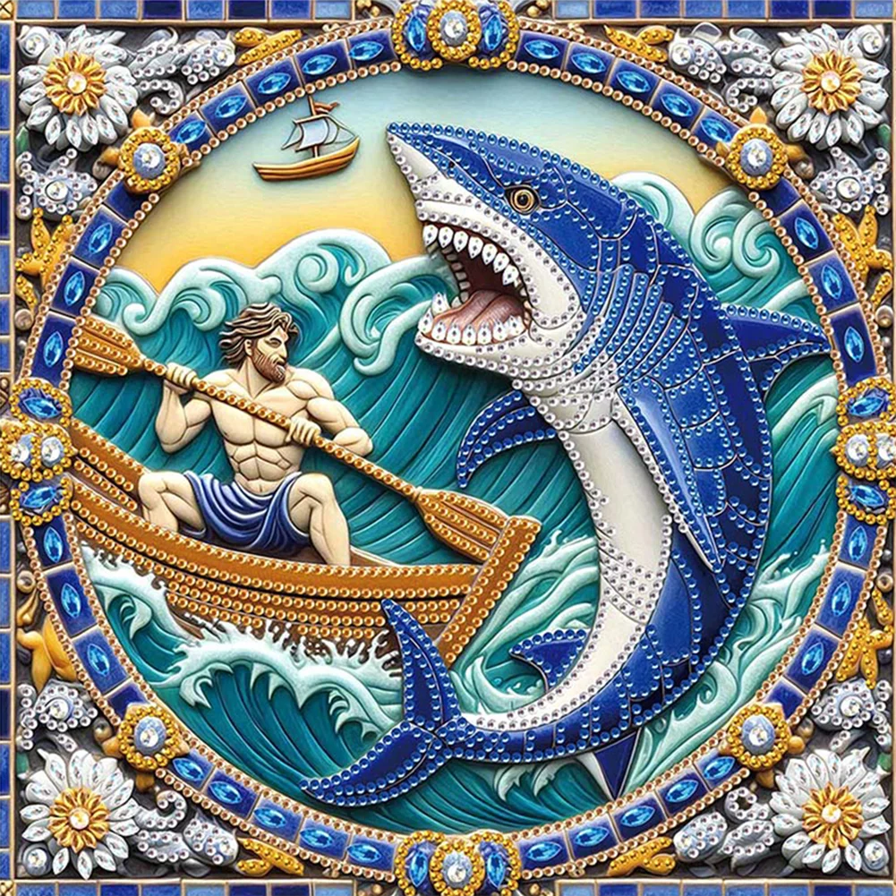 Diamond Painting - Partial Special Shaped Drill - Shark(Canvas|30*30cm)