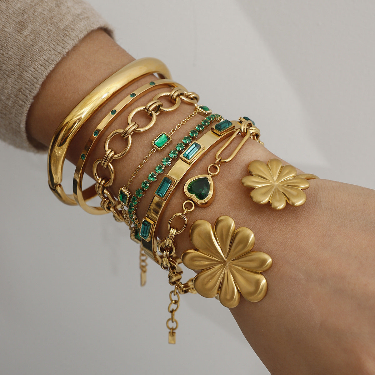 Jie Ding Stainless Steel Zircon Heart Bracelet Titanium Steel Bracelet