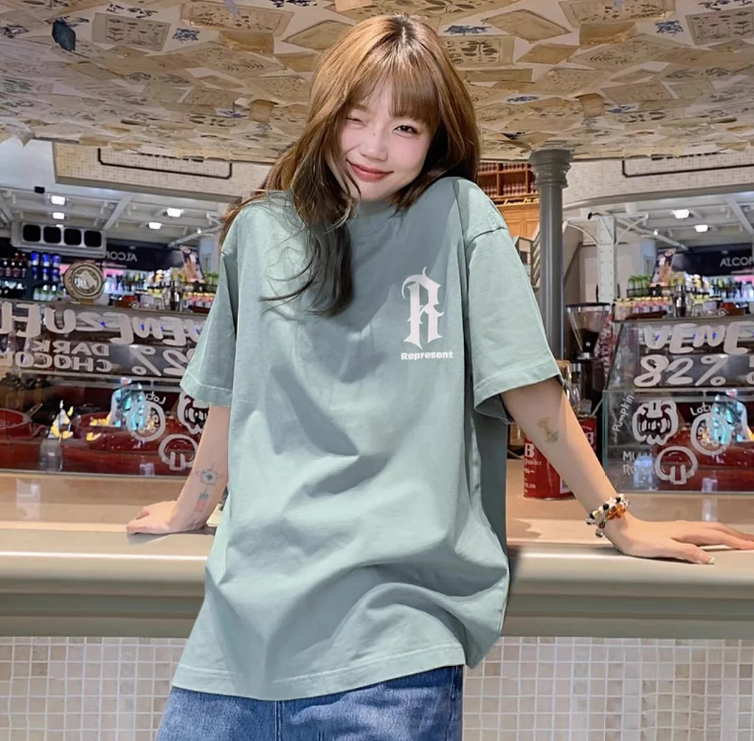 REPRESENT TRACK Couple Loose Cotton Round Neck Short Sleeve T-shirt