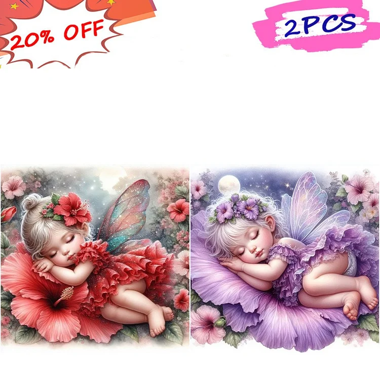 2pc Flower Fairy 30*30CM (Canvas) Special Shaped Drill Diamond Painting gbfke
