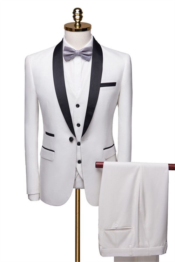 Slim Fit New Fashion White Shawl Lapel Wedding Suit | Ballbellas Ballbellas