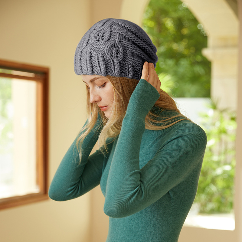 Fine Pattern Cashmere Beanie For Women REAL SILK LIFE