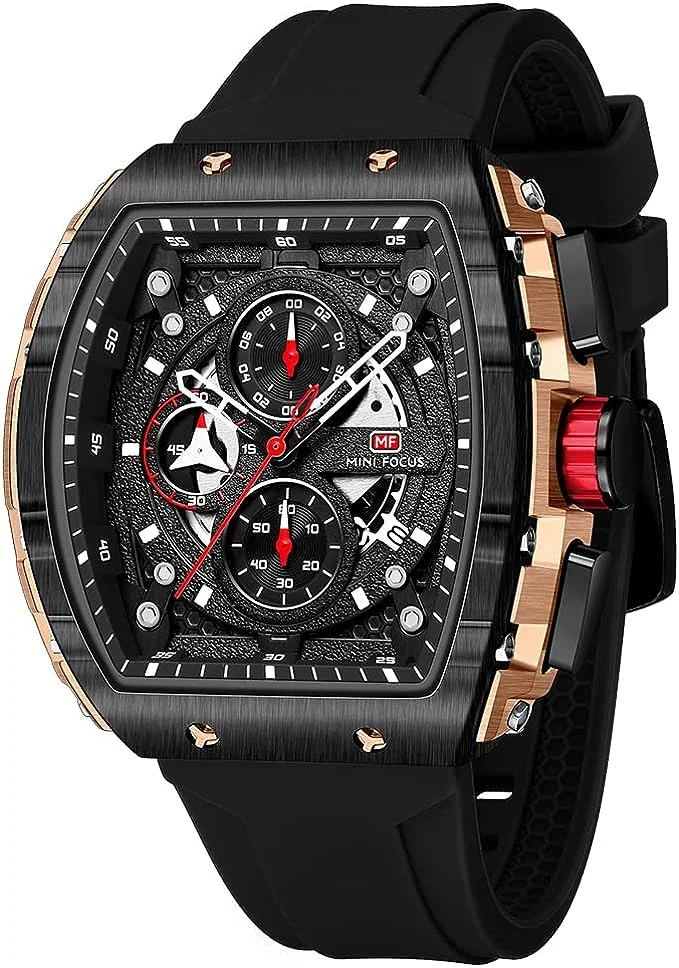 MF Men's Watch Fashion Sport Wrist Watches (Chronograph/Waterproof/Luminous/Calendar) Silicon Strap Quartz Watch for Men