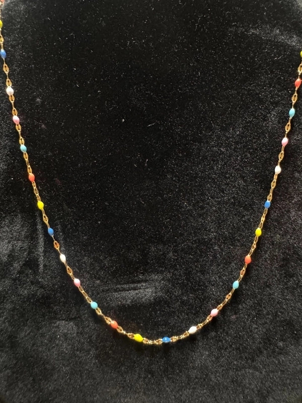 Sweet Color Block Titanium Steel Enamel Necklace