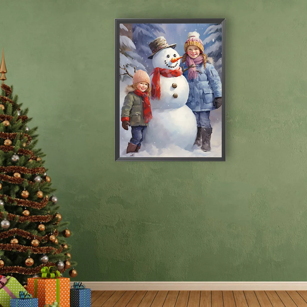 Diamond Painting - Full Round Drill - Kids Snowman(Canvas|30*40cm)