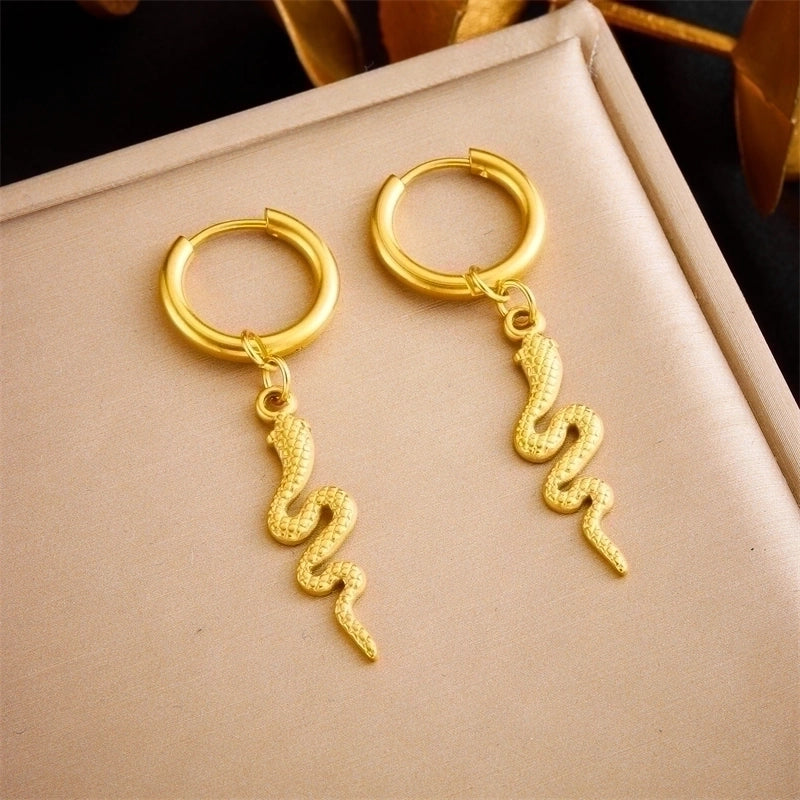 1 Pair IG Style Minimalist Snake Plating Titanium Steel No Inlaid 18K Gold Plated Drop Earrings