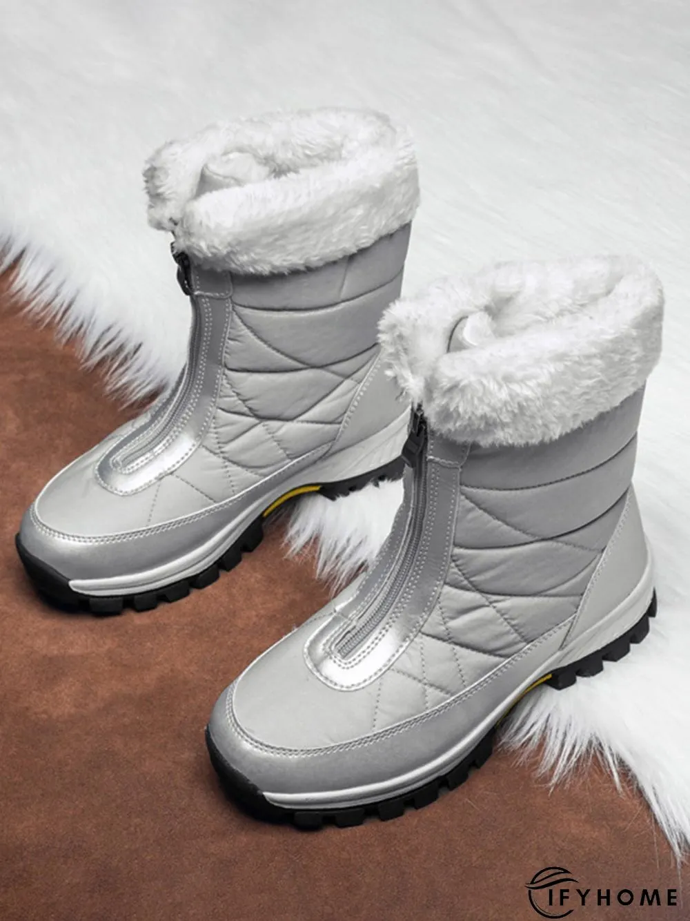 Winter Front Zip Thermal Lined Outdoor Snow Boots | IFYHOME