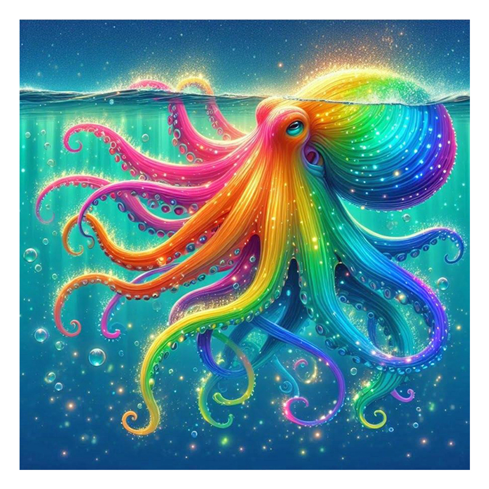 Colorful Octopus Ocean 40*40cm(canvas) full round drill diamond painting