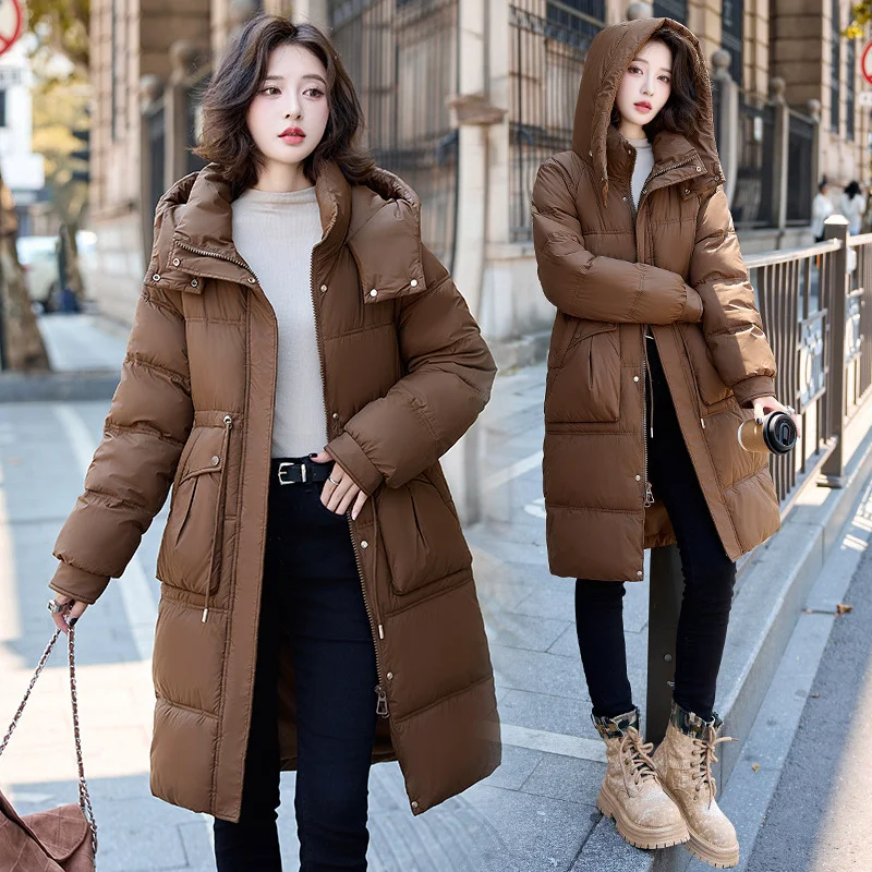 Toloer Winter New Hooded Cotton-Padded Suit Korean Version Of The Large Size Long Loose Over The Knee Thick Padded Clothes Bread Coat-Outfit Ideas