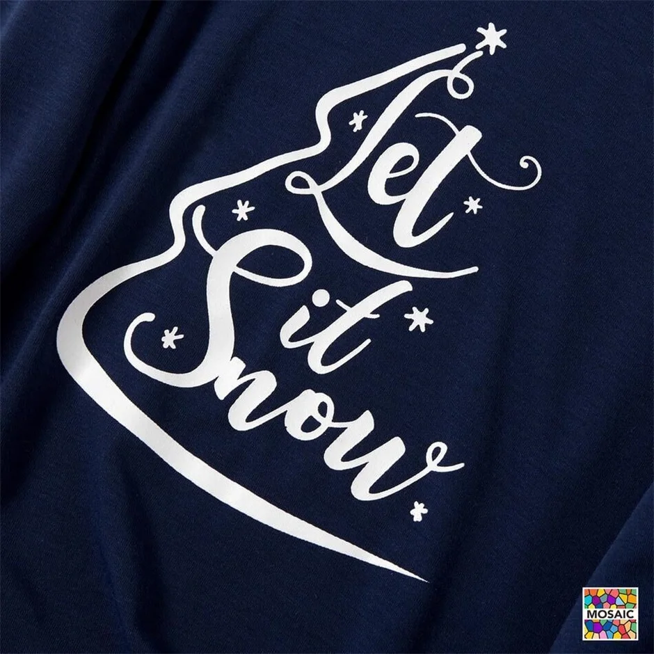 Let It Snow Family Matching Striped Christmas Pajamas Set