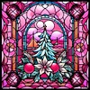 Diamond Painting -DIY Round Drill Stained Glass Pink Christmas