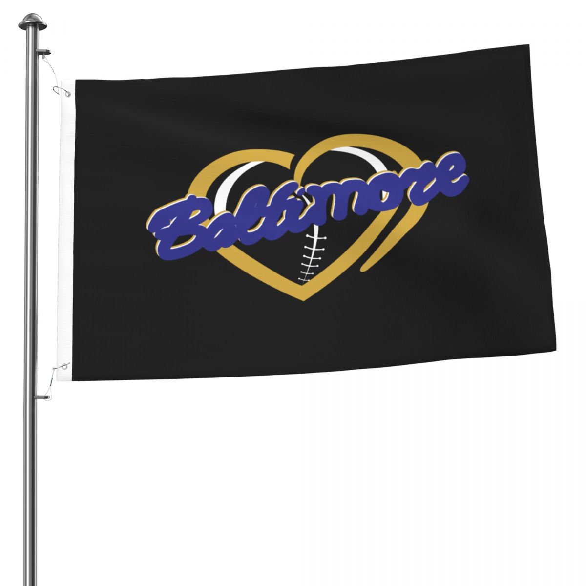 Baltimore Ravens On Hearts Ball 2x3FT Flag