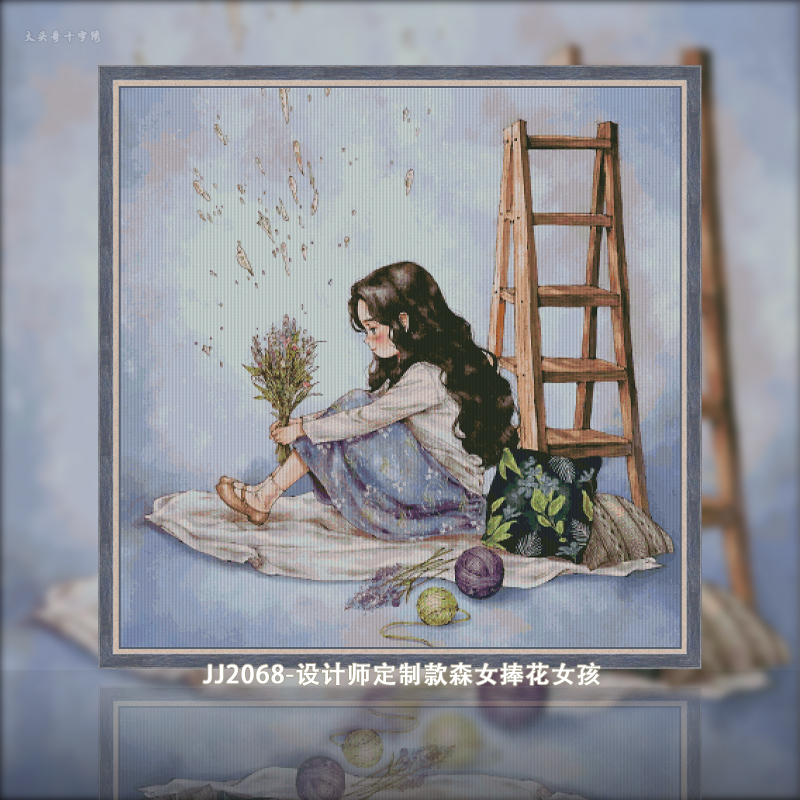[JJ2068-Mori Girl Bouquet Girl]  Painting Fairy Cross Stitch