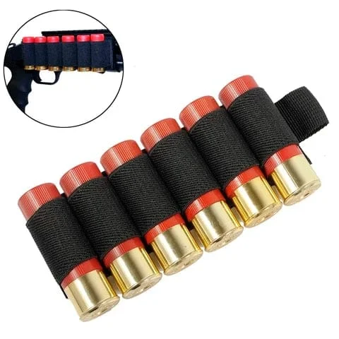 pornhint Pornhint 6 Round Shell Holder Tactical Shotgun Buttstock 12/20GA Cartridge Shell Case Bag Military Elastic Ammo Bullet Carrier Holster