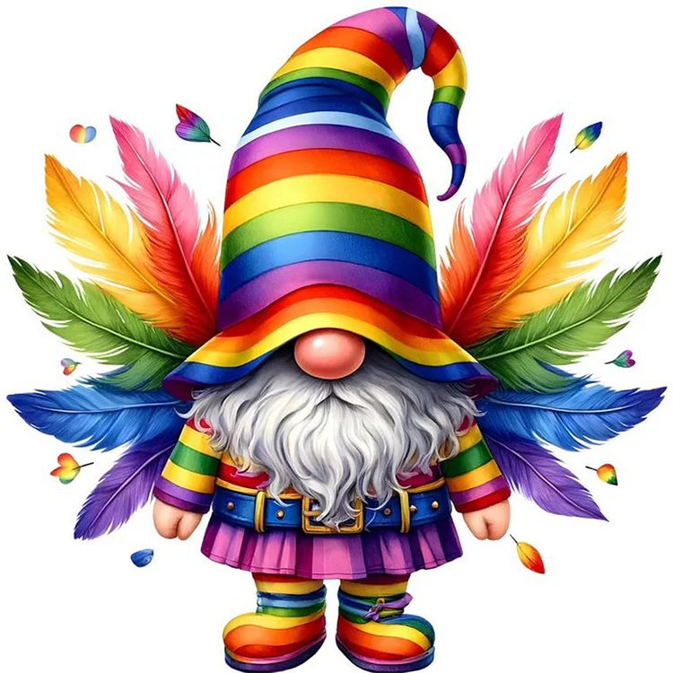 Colorful Feather Gnome 30*30CM (Canvas) Full Round Drill Diamond Painting gbfke