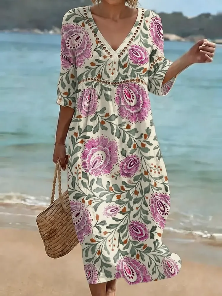 [Spot Big Sale] Women's Floral Print Casual Dress