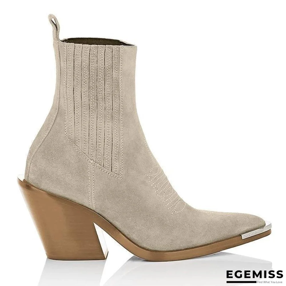 Chunky Heel Pointed Ankle Boots | EGEMISS