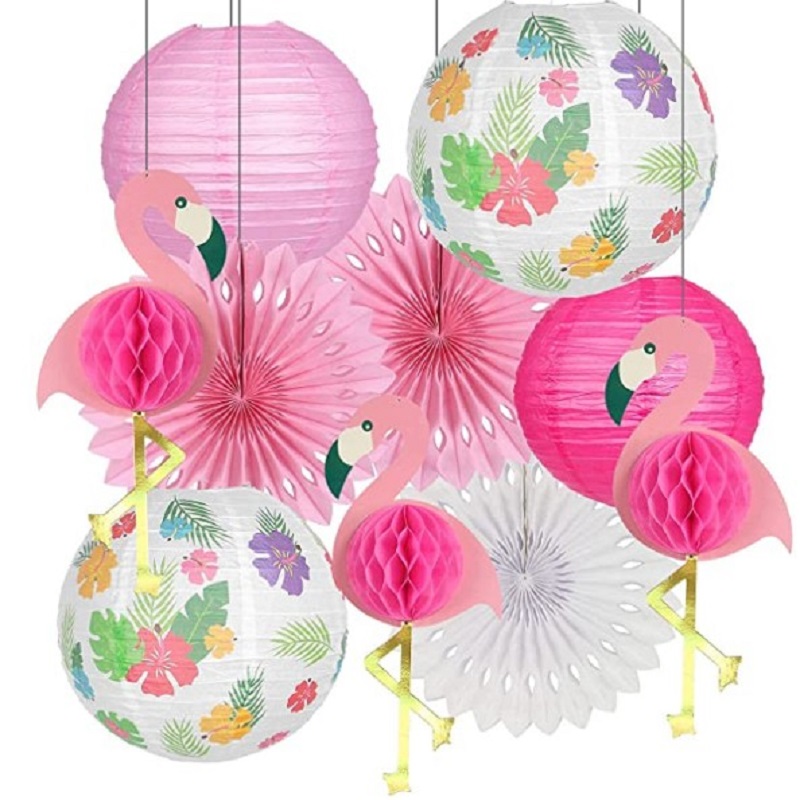 

Flamingo theme package party honeycomb ball paper lantern paper fan flower, 501 Original
